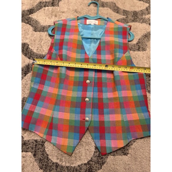 Vintage Nordstrom Trendy Colorful Plaid Vest Size 12 - Picture 11 of 11